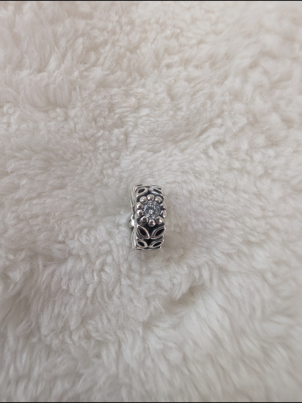 Pandora 791224CFW “Sparkling Twice As Nice” Flower Bead Charm, retired.